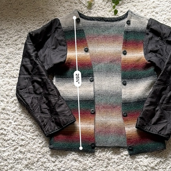VTG Woolrich Striped Wool Blend Saddle blanket Print Jacket Boho - Picture 7 of 15